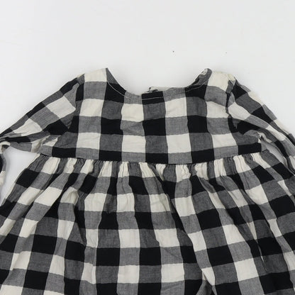 NEXT  Black Check Cotton Trapeze & Swing  Size 9-12 Months  Round Neck