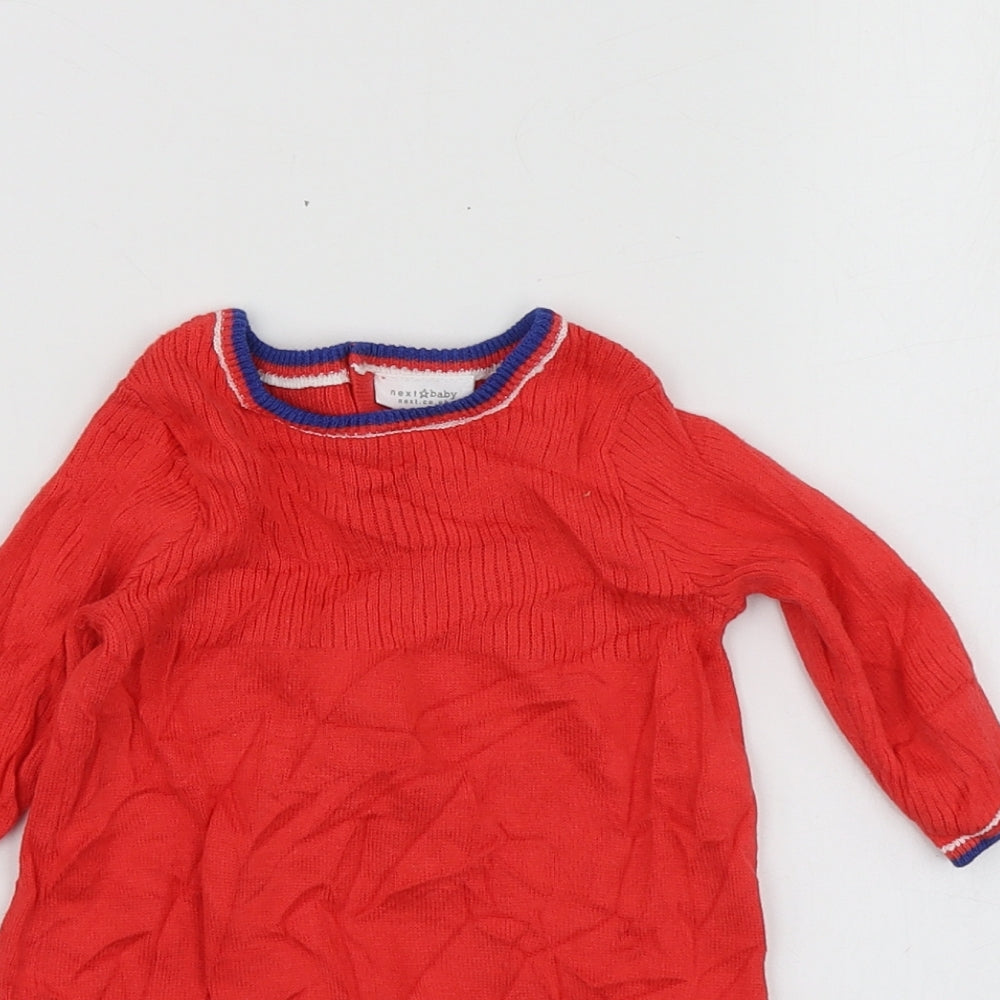 NEXT Girls Red  Cotton Pullover Jumper Size 3-6 Months
