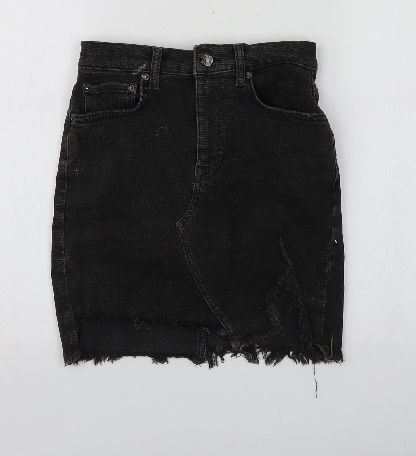 Pull&Bear Womens Grey  Cotton Mini Skirt Size S