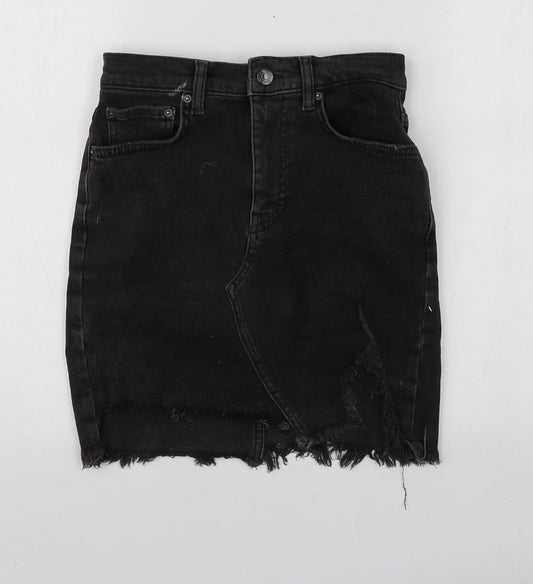 Pull&Bear Womens Grey  Cotton Mini Skirt Size S