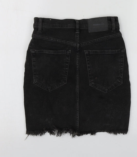 Pull&Bear Womens Grey  Cotton Mini Skirt Size S