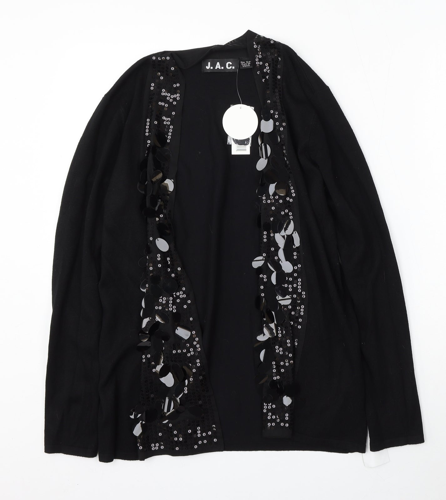 JAC Womens Black V-Neck  Rayon Cardigan Jumper Size 12