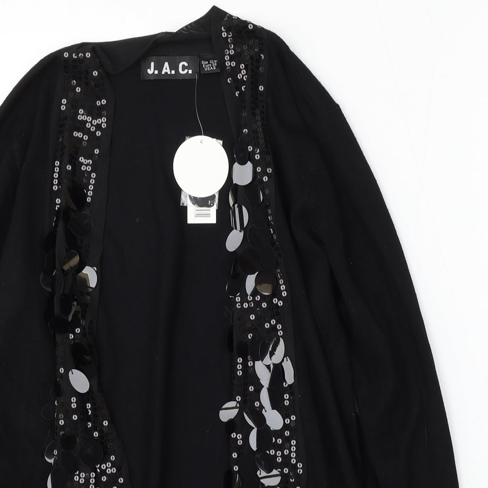 JAC Womens Black V-Neck  Rayon Cardigan Jumper Size 12