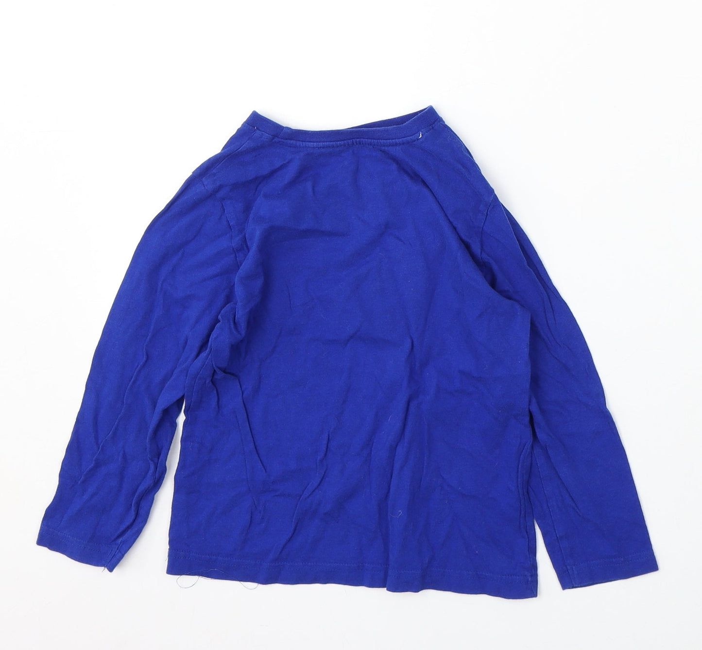 Primark Boys Blue  Cotton Basic T-Shirt Size 5-6 Years Round Neck