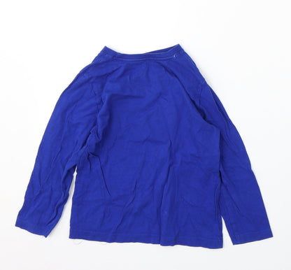 Primark Boys Blue  Cotton Basic T-Shirt Size 5-6 Years Round Neck