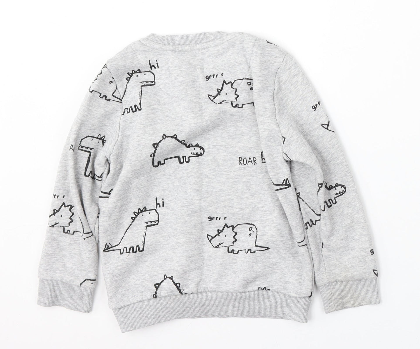 F&F Girls Grey Geometric Cotton Pullover Sweatshirt Size 6-7 Years