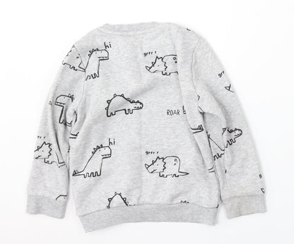 F&F Girls Grey Geometric Cotton Pullover Sweatshirt Size 6-7 Years