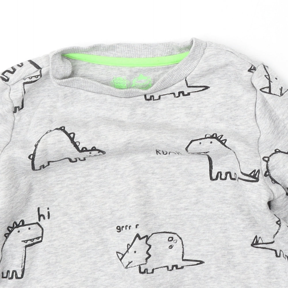 F&F Girls Grey Geometric Cotton Pullover Sweatshirt Size 6-7 Years