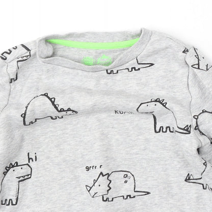 F&F Girls Grey Geometric Cotton Pullover Sweatshirt Size 6-7 Years