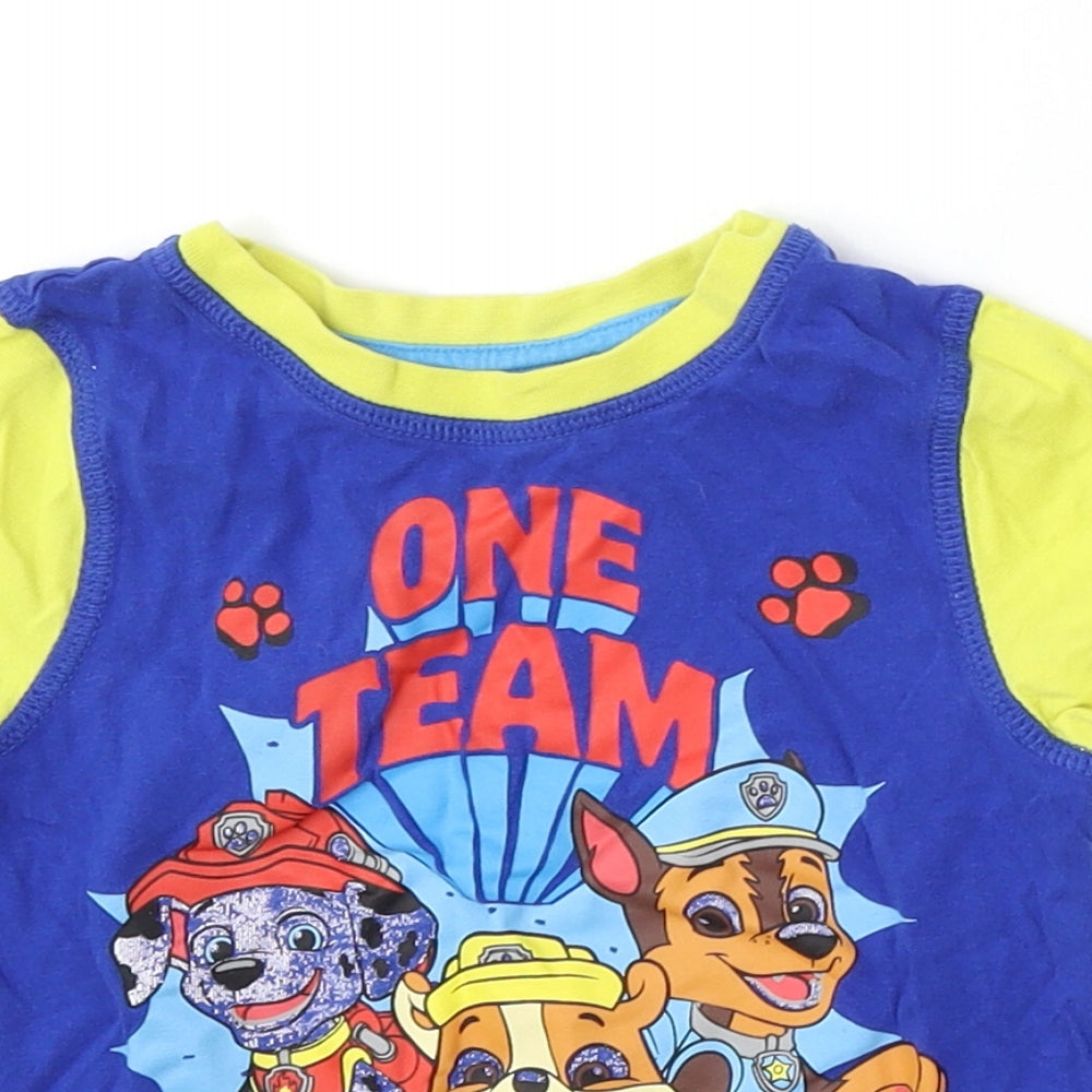 Nickelodeon Boys Blue  Cotton Basic T-Shirt Size 2-3 Years Round Neck  - Paw Patrol