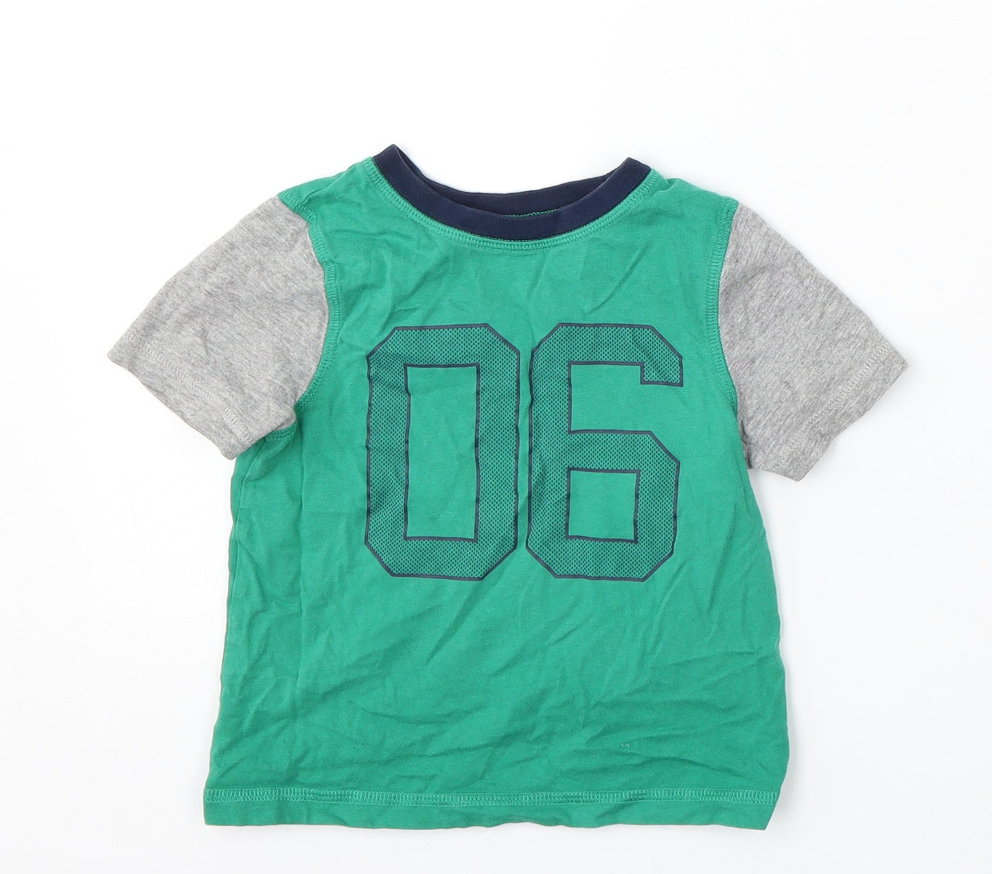 George Boys Green  Cotton Basic T-Shirt Size 3-4 Years Round Neck