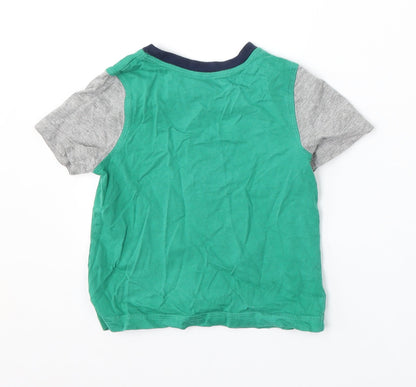 George Boys Green  Cotton Basic T-Shirt Size 3-4 Years Round Neck