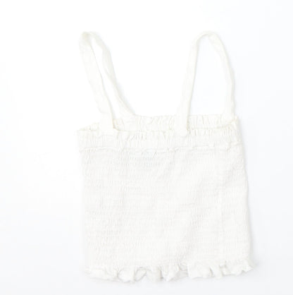 Primark Womens White  Cotton Camisole Tank Size 2XS Square Neck