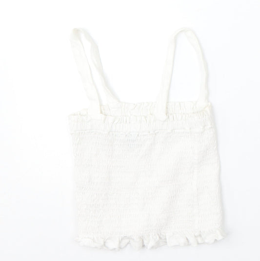 Primark Womens White  Cotton Camisole Tank Size 2XS Square Neck