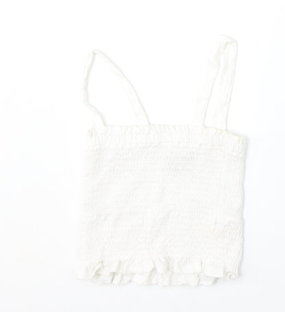 Primark Womens White  Cotton Camisole Tank Size 2XS Square Neck
