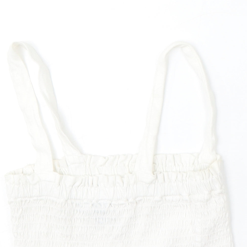 Primark Womens White  Cotton Camisole Tank Size 2XS Square Neck