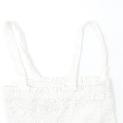 Primark Womens White  Cotton Camisole Tank Size 2XS Square Neck