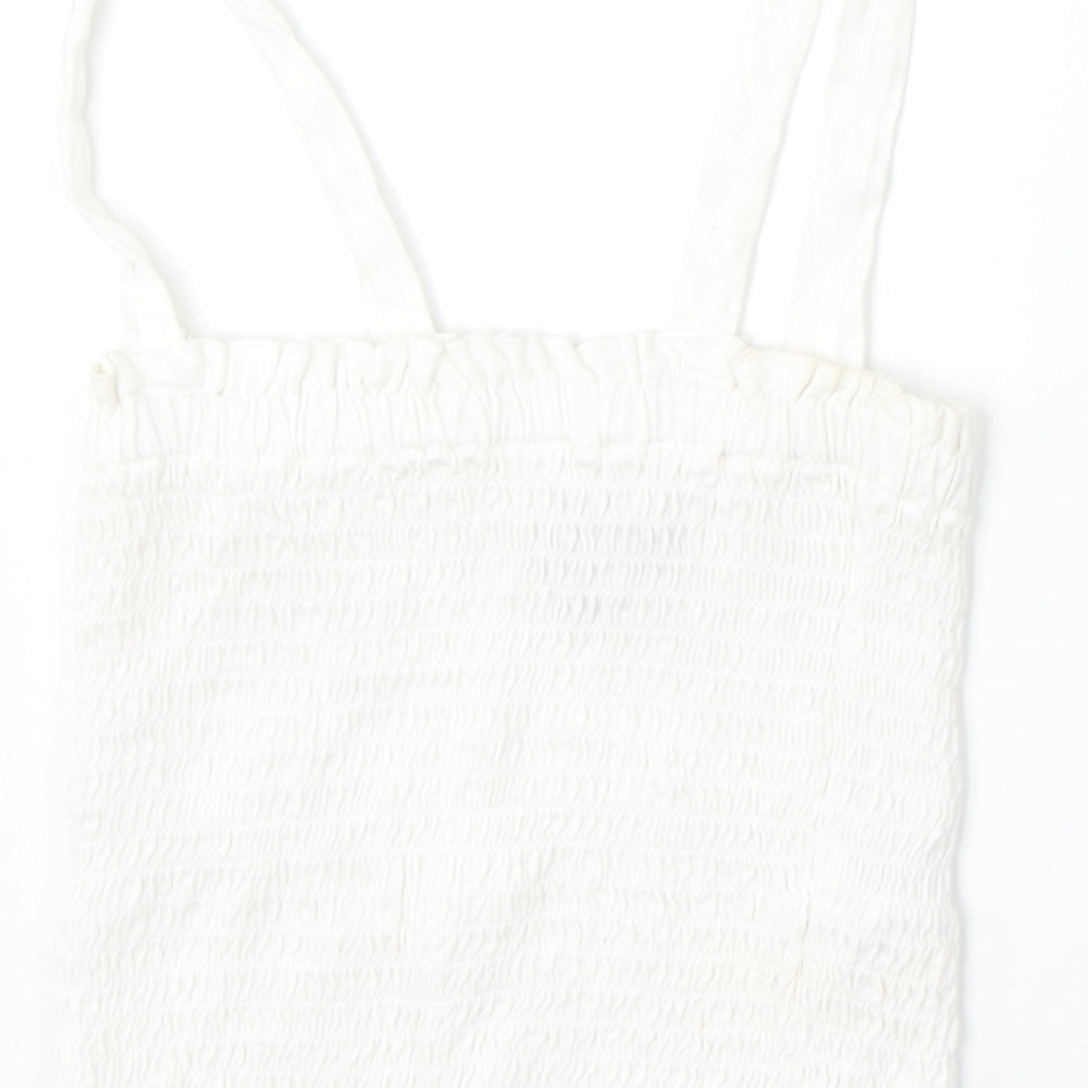 Primark Womens White  Cotton Camisole Tank Size 2XS Square Neck