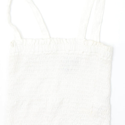 Primark Womens White  Cotton Camisole Tank Size 2XS Square Neck