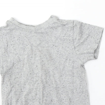 NEXT Boys Grey  Cotton Basic T-Shirt Size 4 Years Round Neck