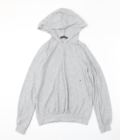Boohoo Womens Grey  Polyester Pullover Hoodie Size 8