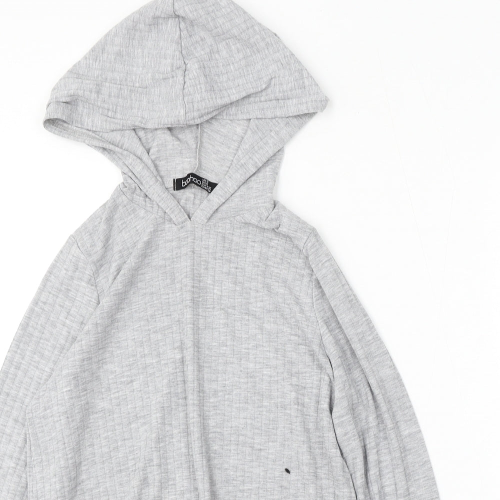 Boohoo Womens Grey  Polyester Pullover Hoodie Size 8