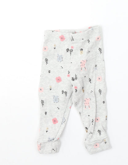 F&F Baby Baby Grey Geometric Cotton Jogger Trousers Size 3-6 Months