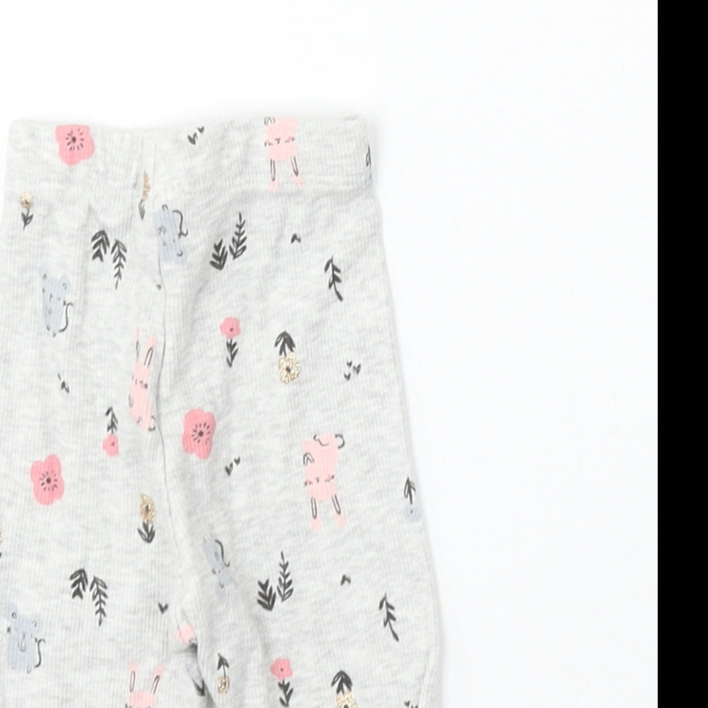 F&F Baby Baby Grey Geometric Cotton Jogger Trousers Size 3-6 Months