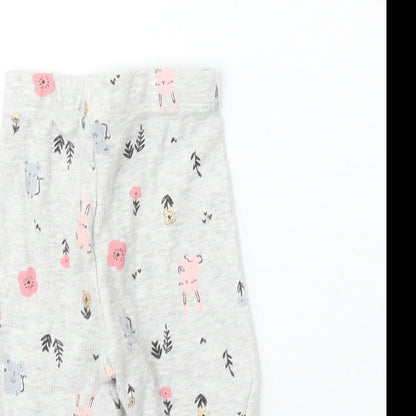 F&F Baby Baby Grey Geometric Cotton Jogger Trousers Size 3-6 Months