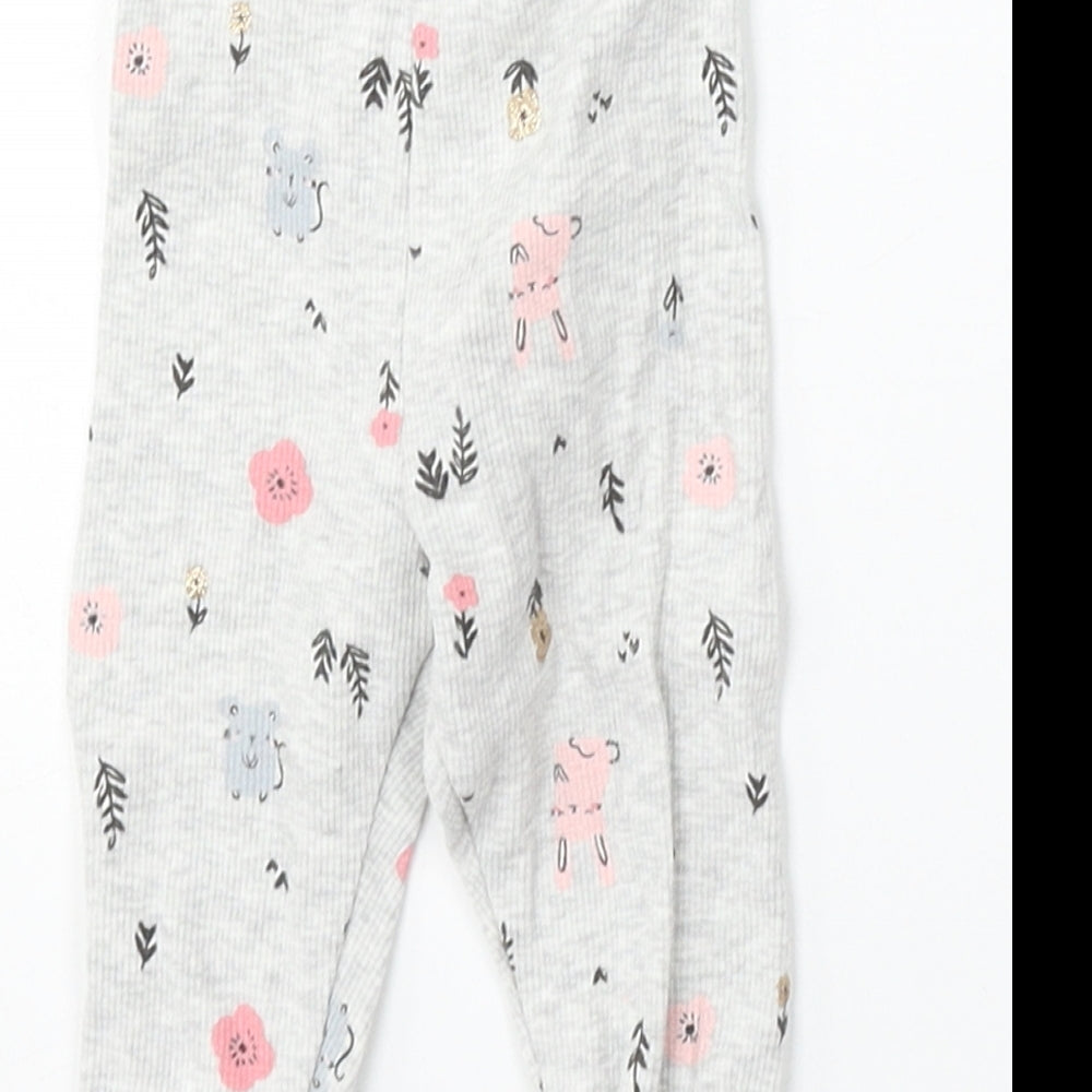 F&F Baby Baby Grey Geometric Cotton Jogger Trousers Size 3-6 Months