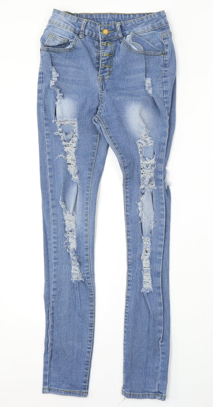 Womens UK Size S Preworn Regular Fit Skinny Blue Jeans