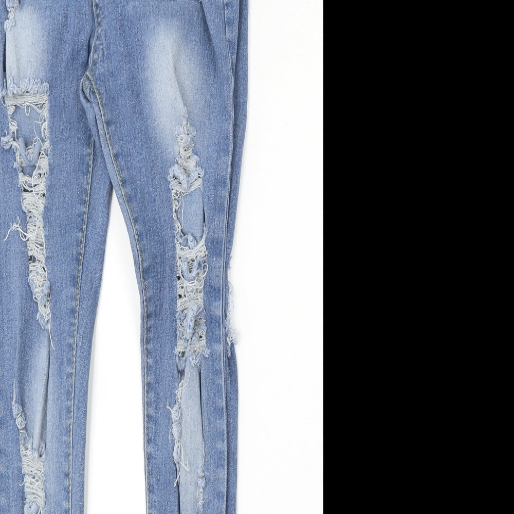 Womens UK Size S Preworn Regular Fit Skinny Blue Jeans