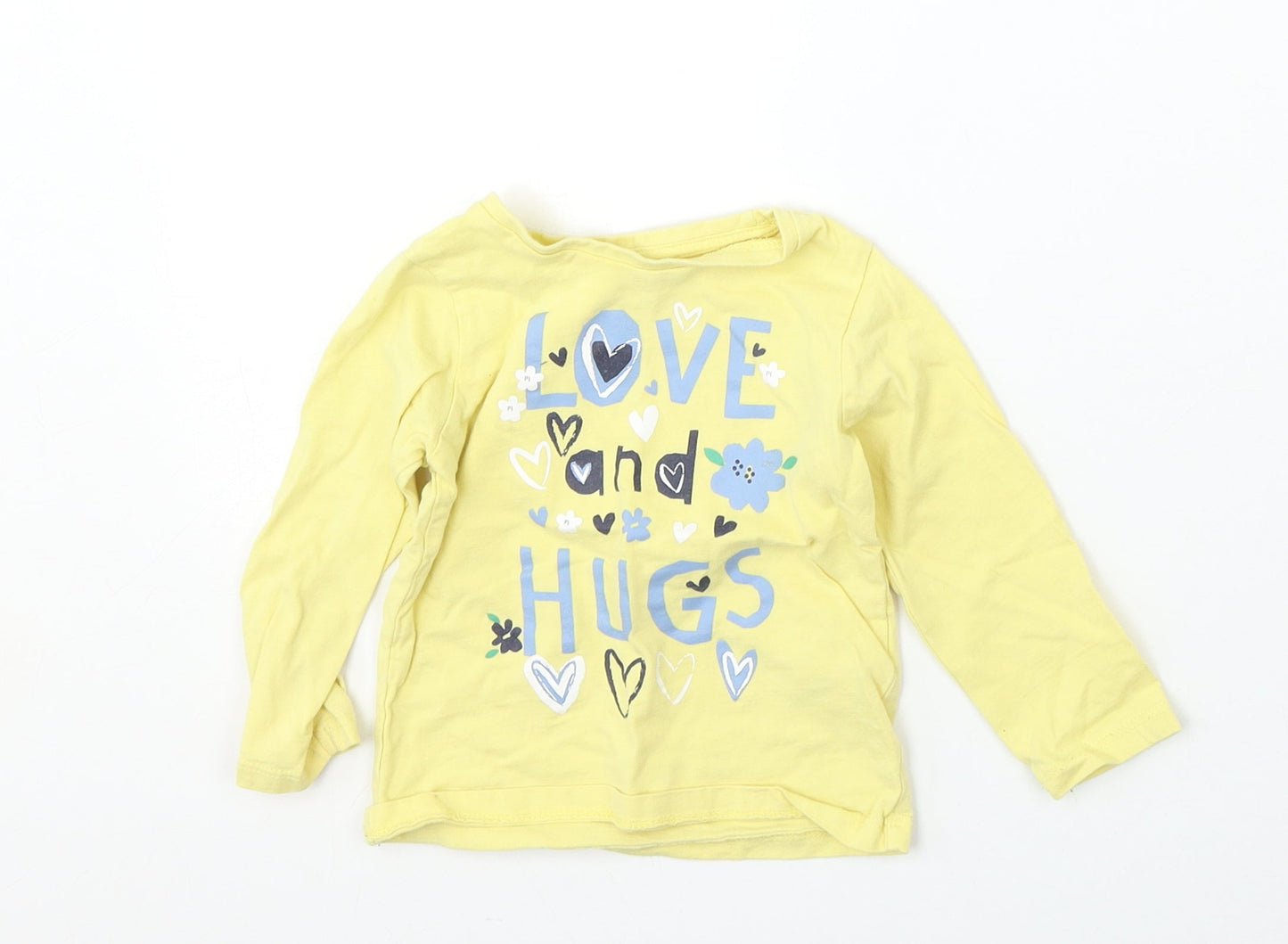 Nutmeg Girls Yellow  Cotton Basic T-Shirt Size 12 Months Round Neck