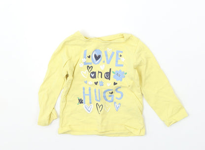 Nutmeg Girls Yellow  Cotton Basic T-Shirt Size 12 Months Round Neck