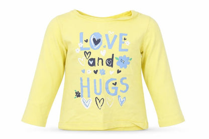 Nutmeg Girls Yellow  Cotton Basic T-Shirt Size 12 Months Round Neck