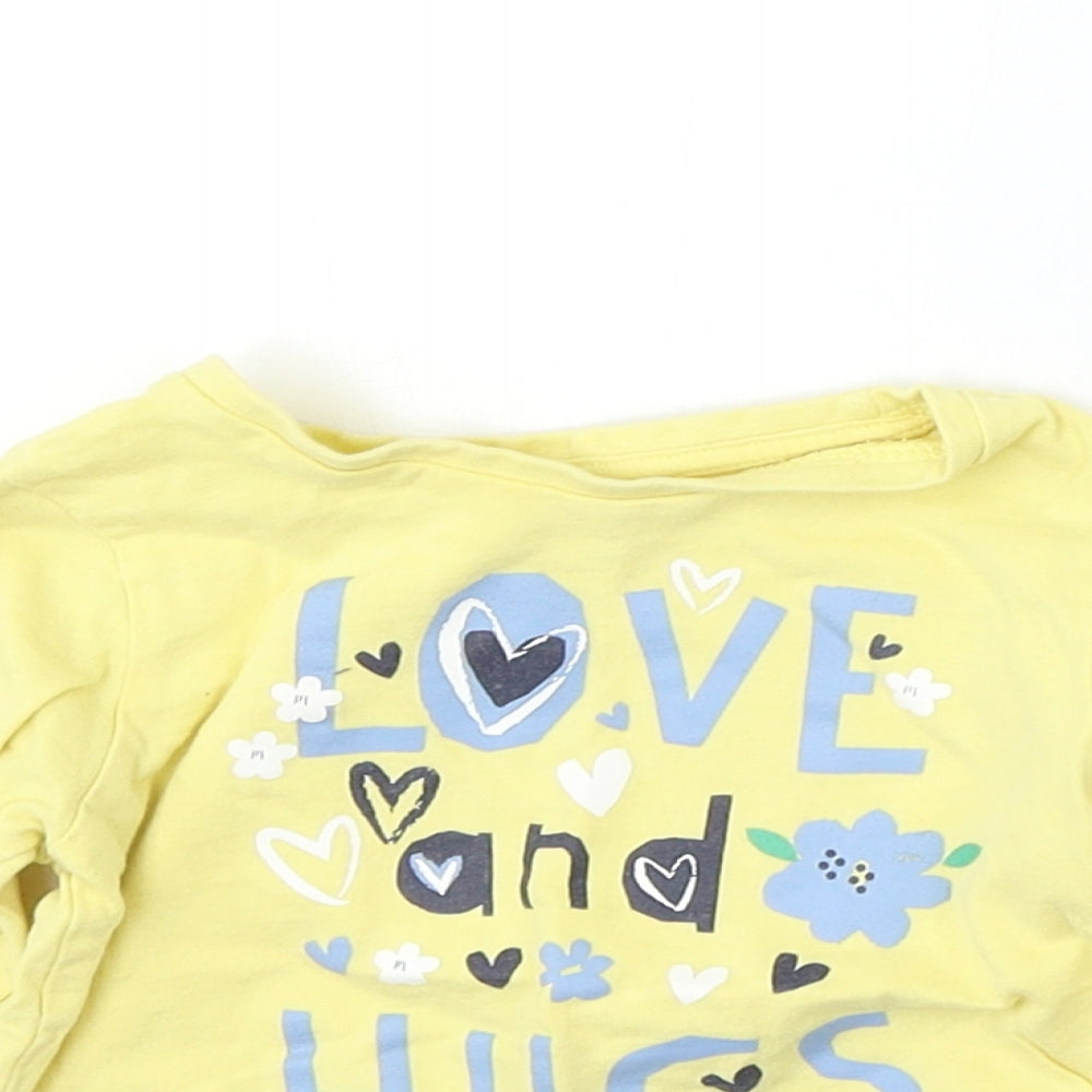 Nutmeg Girls Yellow  Cotton Basic T-Shirt Size 12 Months Round Neck