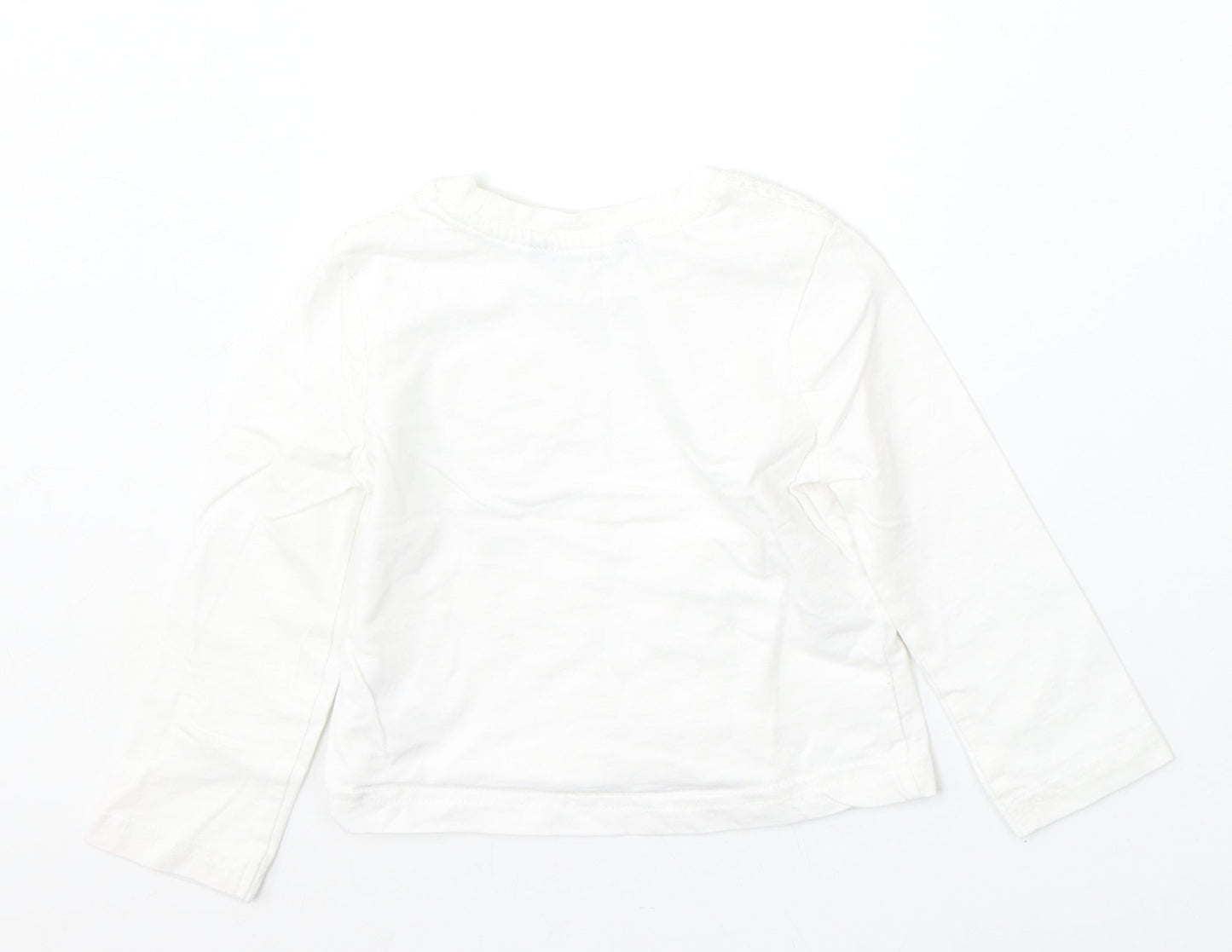 George Girls White  Cotton Basic T-Shirt Size 18-24 Months Round Neck