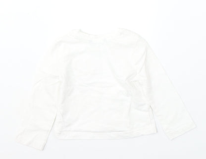 George Girls White  Cotton Basic T-Shirt Size 18-24 Months Round Neck