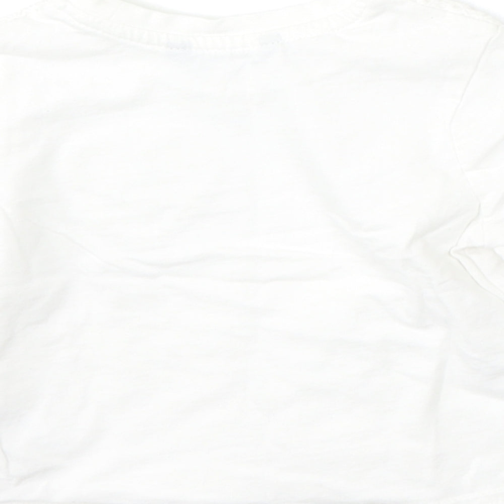 George Girls White  Cotton Basic T-Shirt Size 18-24 Months Round Neck