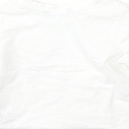 George Girls White  Cotton Basic T-Shirt Size 18-24 Months Round Neck