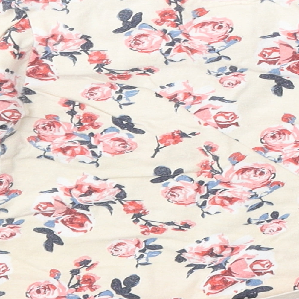 Baby Girls Beige Floral Polyester Basic T-Shirt Size 12-18 Months Round Neck