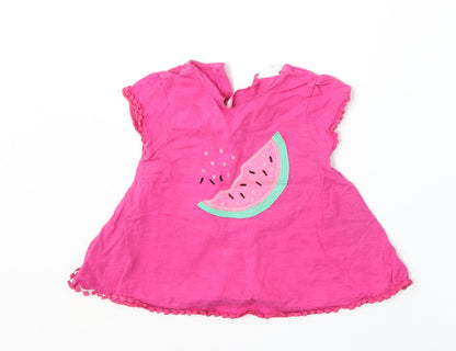Mini Club Girls Pink  Cotton Basic T-Shirt Size 18-24 Months Round Neck