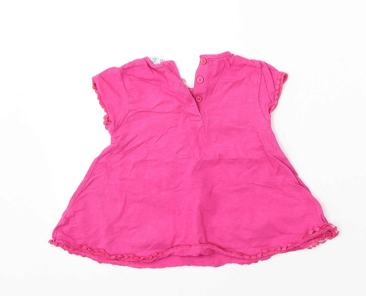 Mini Club Girls Pink  Cotton Basic T-Shirt Size 18-24 Months Round Neck