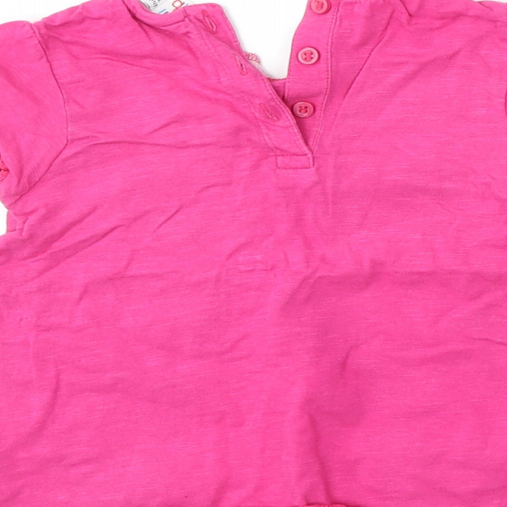 Mini Club Girls Pink  Cotton Basic T-Shirt Size 18-24 Months Round Neck