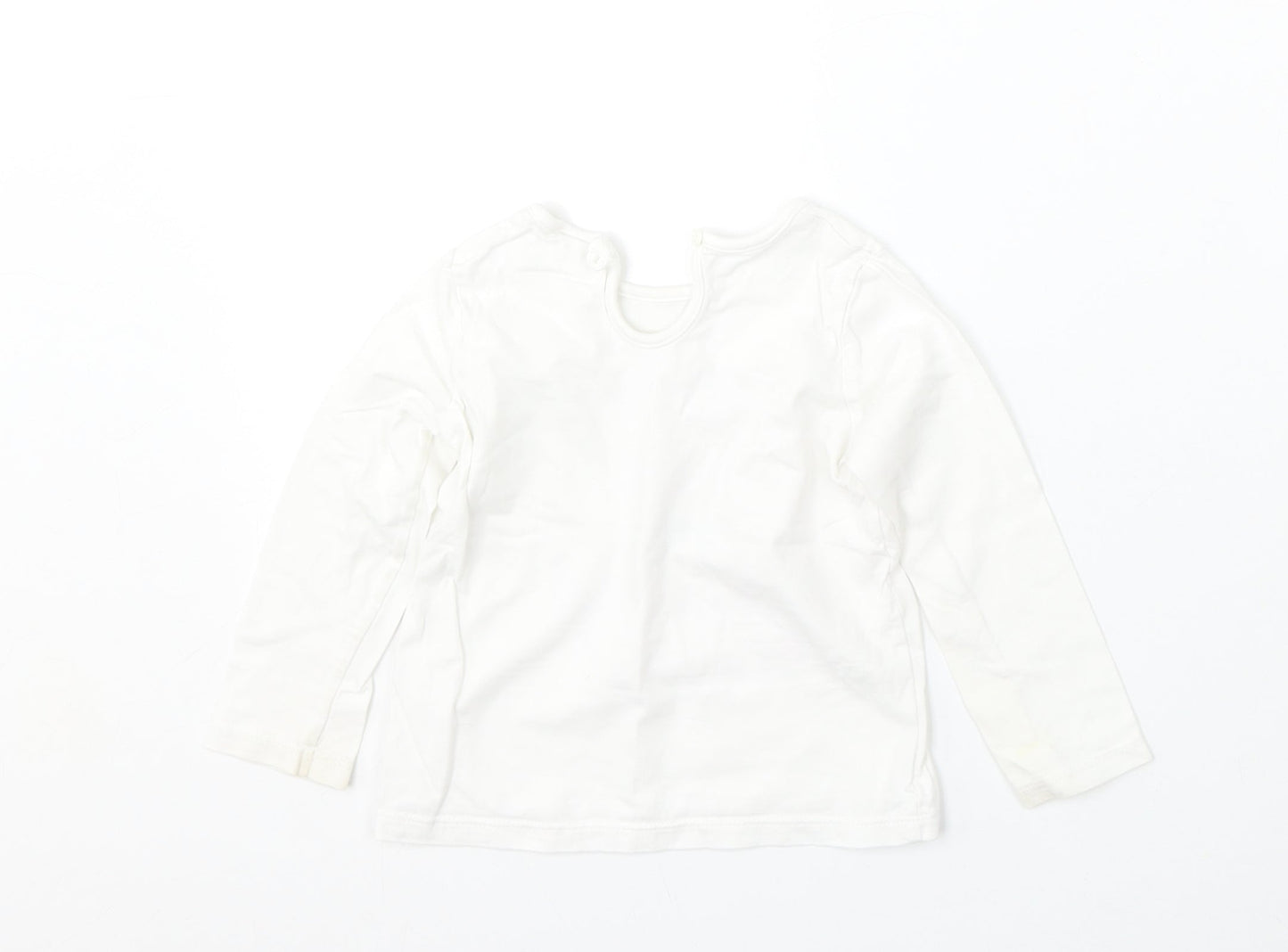 F&F Girls White  Cotton Basic T-Shirt Size 12-18 Months Round Neck