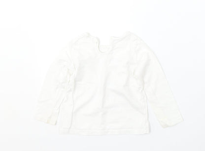 F&F Girls White  Cotton Basic T-Shirt Size 12-18 Months Round Neck