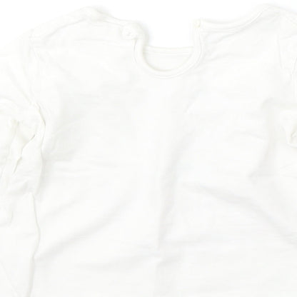 F&F Girls White  Cotton Basic T-Shirt Size 12-18 Months Round Neck