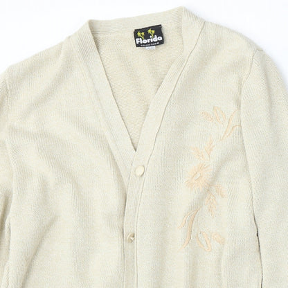 Florida Womens Beige V-Neck  Acrylic Cardigan Jumper Size S
