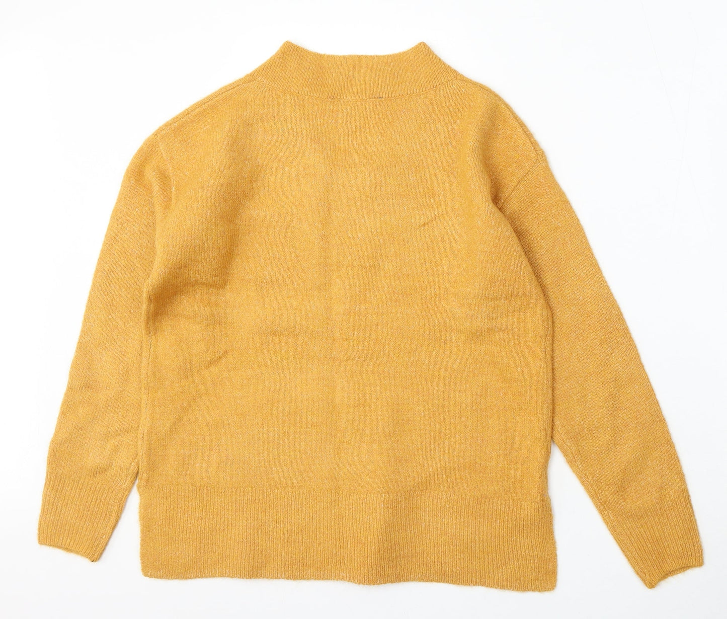 Nutmeg Womens Yellow V-Neck  Acrylic Pullover Jumper Size 8