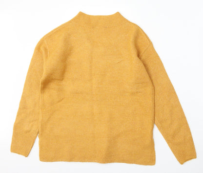 Nutmeg Womens Yellow V-Neck  Acrylic Pullover Jumper Size 8